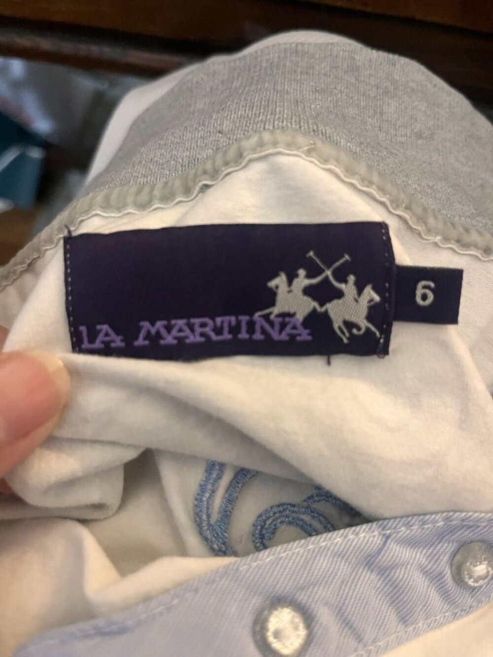 La Martina Polo Ladies Buenos Aires Embroidered Sz 6 Popup Collar Short Sleeve - Picture 11 of 11
